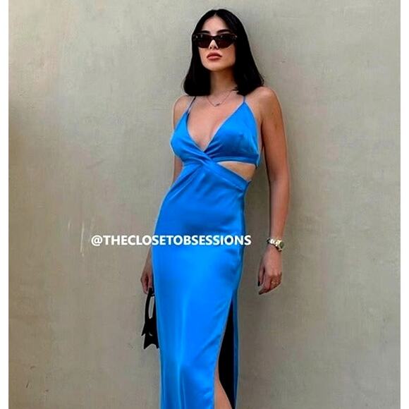 ZARA BLOGGER FAVE!!! V-Neck Midi Dress NWT - Picture 5 of 16